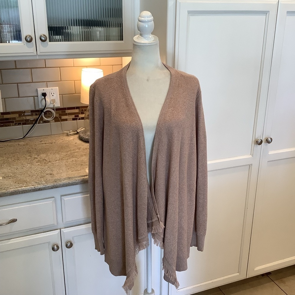 WHBM Tan Open Cardigan Size XL Fringe